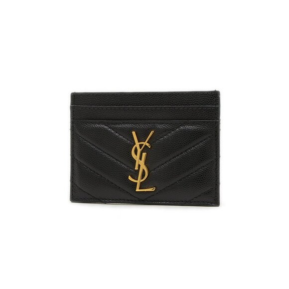 SAINT LAURENT Black Leather Card Holder - Picture 1 of 5